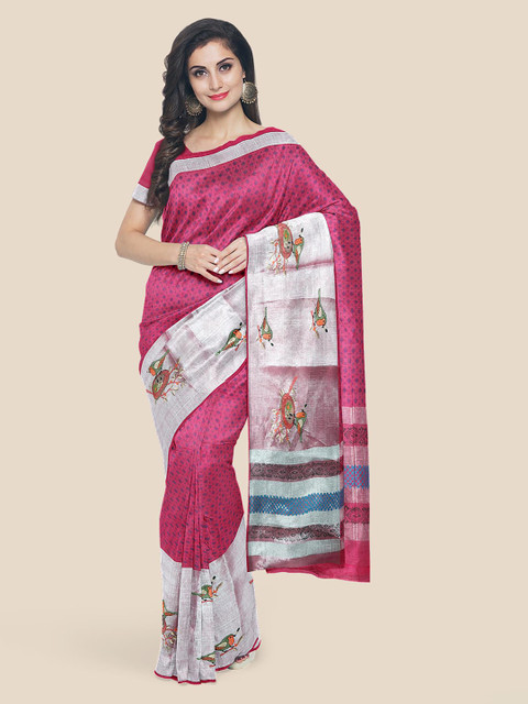 

Kalamandir Pink Solid Cotton Blend Saree