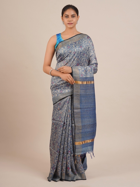 

Pothys Blue Printed Pure Silk Saree