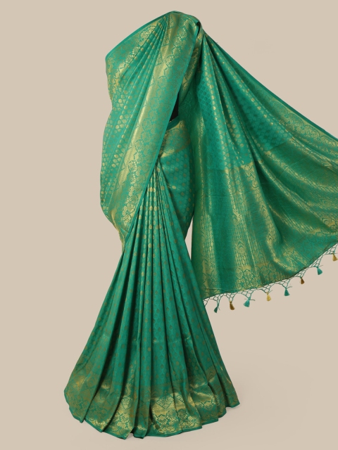 

Pothys Green & Gold-Coloured Pure Silk Woven Design Banarasi Saree