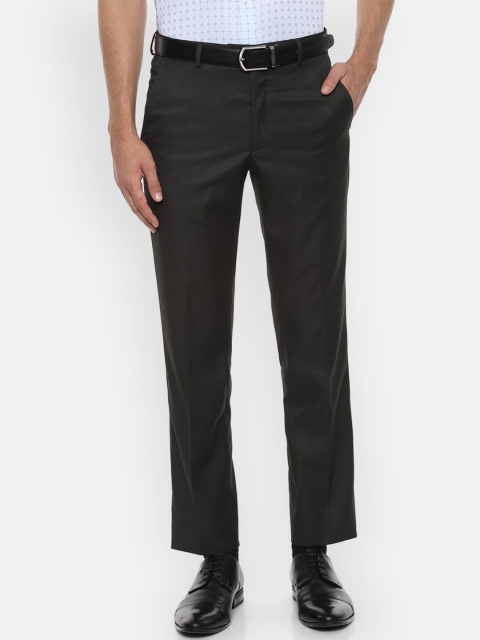 

Van Heusen Men Brown & Off-White Slim Fit Checked Formal Trousers