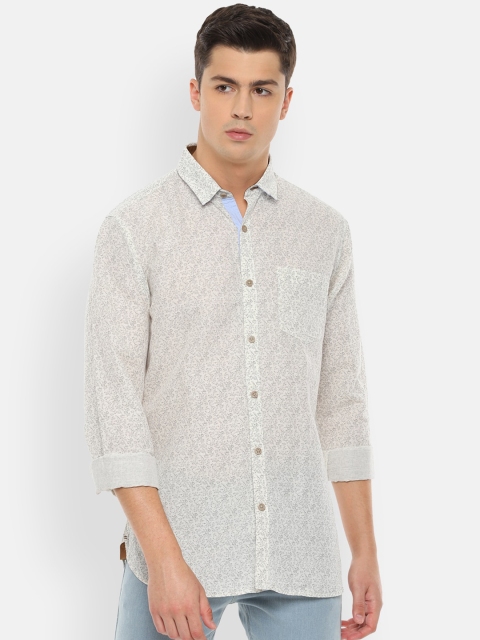 

Van Heusen Sport Men White & Grey Slim Fit Printed Casual Shirt