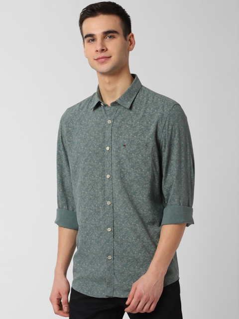 Peter England Casuals Men Grey Slim Fit Printed Casual Shirt