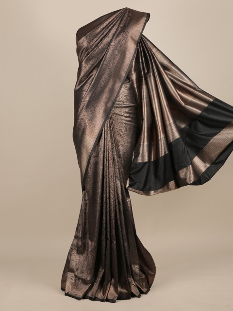 

Pothys Black & Gold-Toned Jute Silk Woven Design Saree