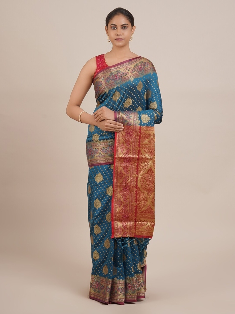 

Pothys Blue Woven Design Cotton Blend Saree