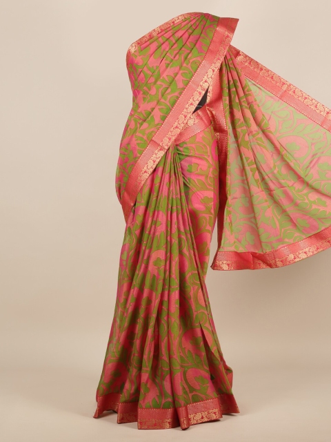 

Pothys Green & Pink Poly Chiffon Printed Saree