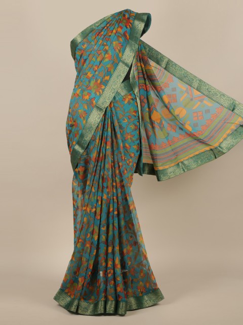 

Pothys Blue Printed Poly Chiffon Saree