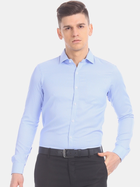 

Excalibur Men Blue Regular Fit Pinstriped Formal Shirt