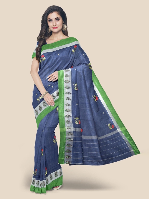 

Kalamandir Navy Blue Printed Cotton Blend Saree