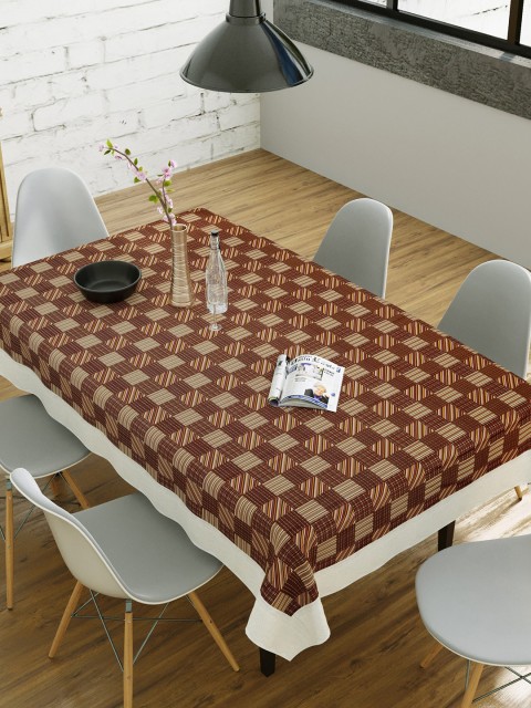 

Clasiko Brown & Beige Checked Anti Slip 6 Seater Table Cover