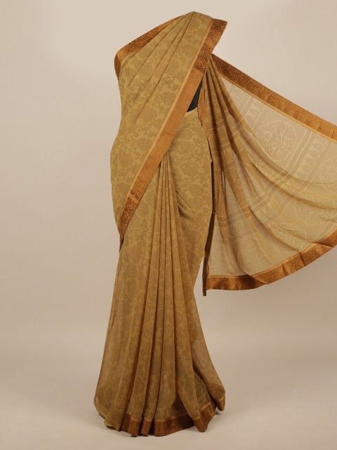 

Pothys Cream-Coloured Printed Poly Chiffon Saree