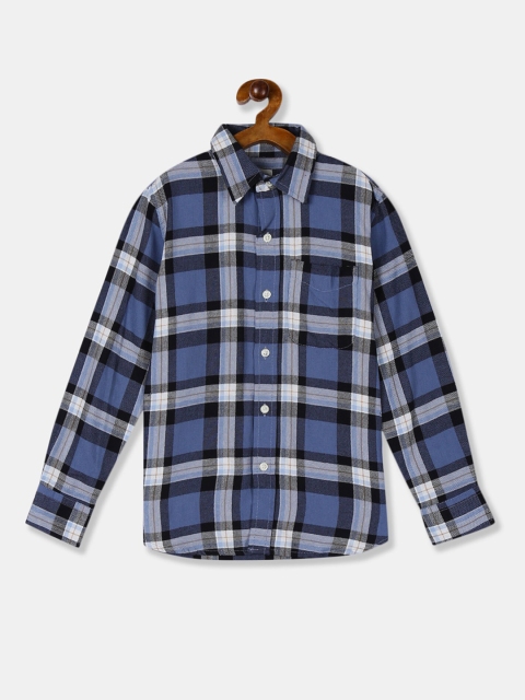 

GAP Boys Blue & White Regular Fit Checked Casual Shirt