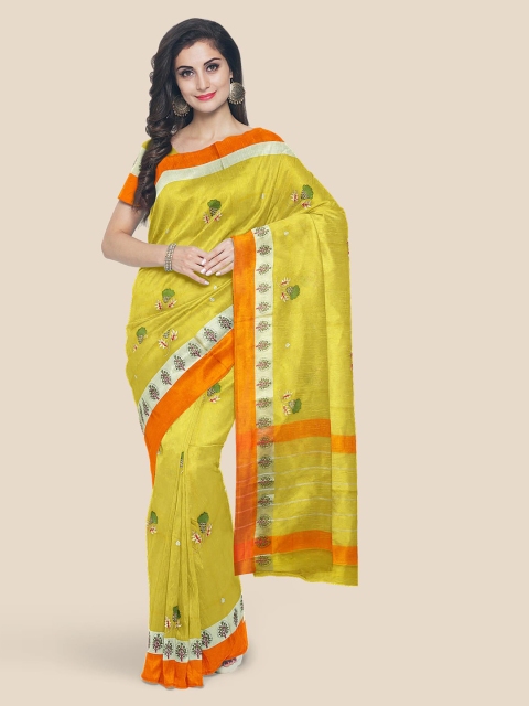 

Kalamandir Green Printed Cotton Blend Saree