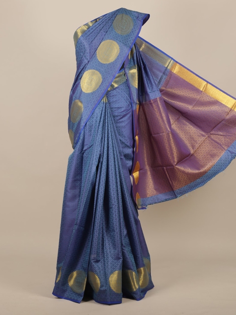

Pothys Blue Solid Jute Silk Saree