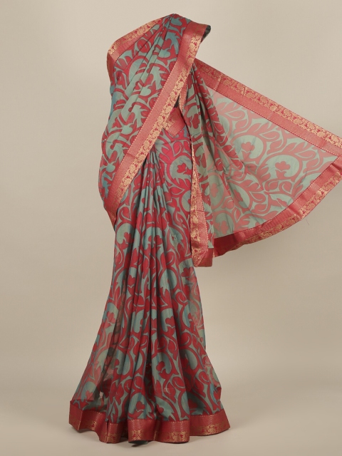 

Pothys Green Printed Poly Chiffon Saree