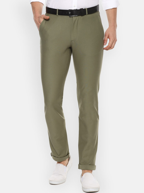 

Louis Philippe Sport Men Olive Green Slim Fit Solid Regular Trousers