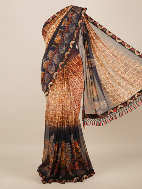 

Pothys Multicoloured Printed Poly Chiffon Saree, Multi
