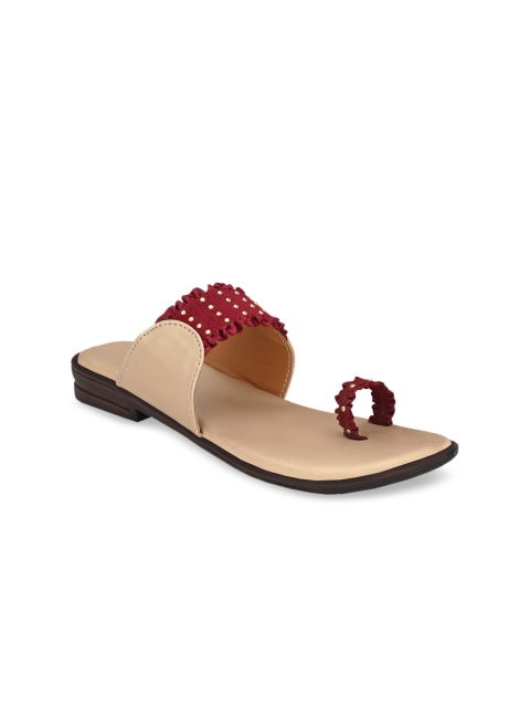 

Trendigo Women Tan Brown Embellished One Toe Flats