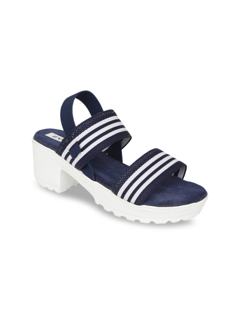 

Zyla Women Navy Blue Striped Heeled Boots