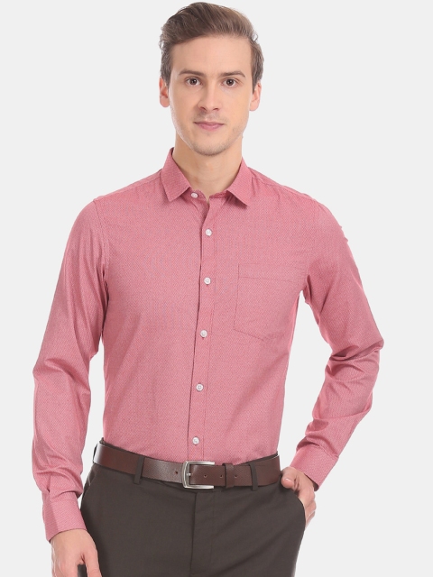 

Excalibur Men Red Slim Fit Self Design Formal Shirt