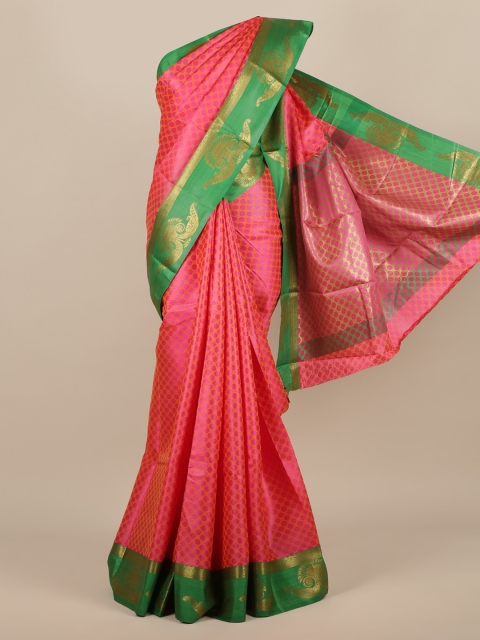 

Pothys Orange & Pink Jute Silk Woven Design Saree
