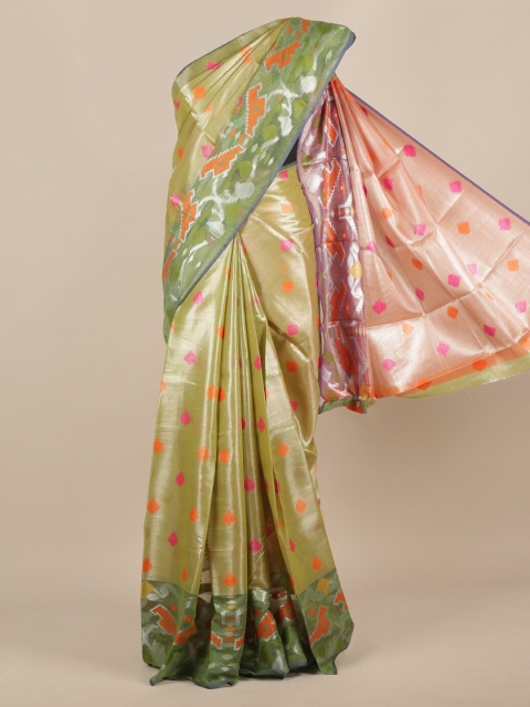

Pothys Green Printed Jute Silk Saree