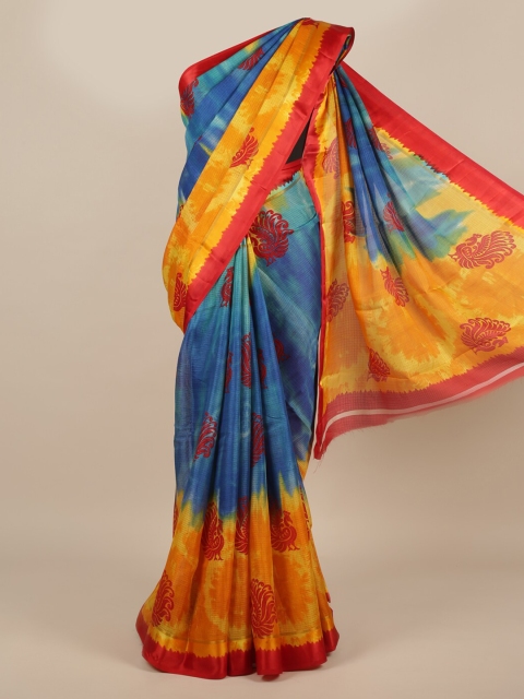 

Pothys Blue Printed Jute Silk Saree