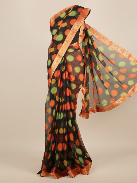 

Pothys Black Printed Poly Chiffon Saree