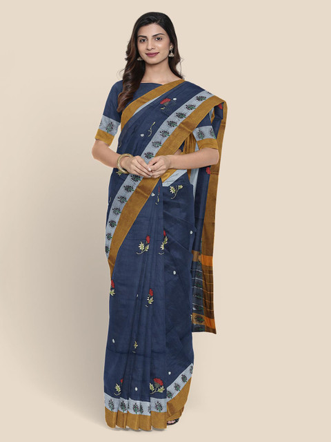 

Kalamandir Navy Blue Embroidered Saree