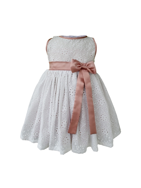 

Faye Girls White Schiffli Embroidery Fit and Flare Dress