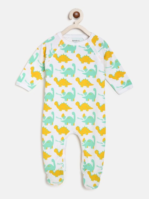 

berrytree Kids Green & Yellow Printed Organic Cotton Sustainable Rompers