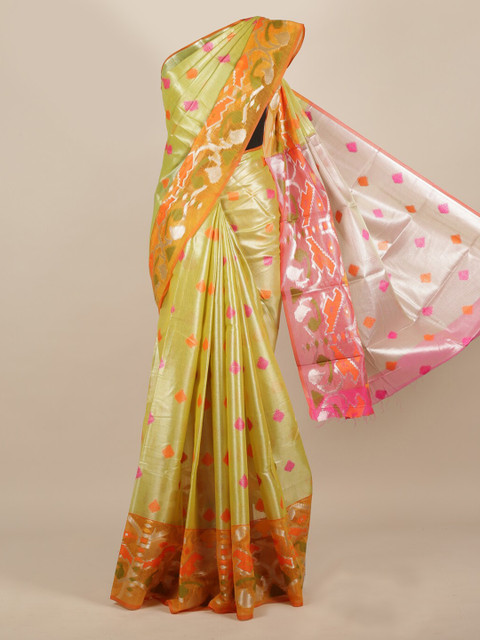 

Pothys Green Woven Design Jute Silk Saree