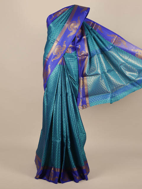 

Pothys Blue Woven Design Jute Silk Saree
