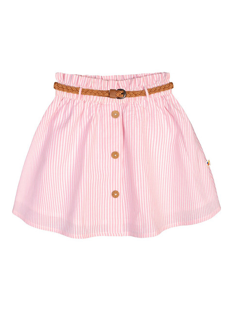 

Budding Bees Infant Girls Pink & White Striped Pure Cotton Flared Skirt with Belt