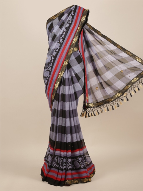 

Pothys Blue Printed Poly Chiffon Saree