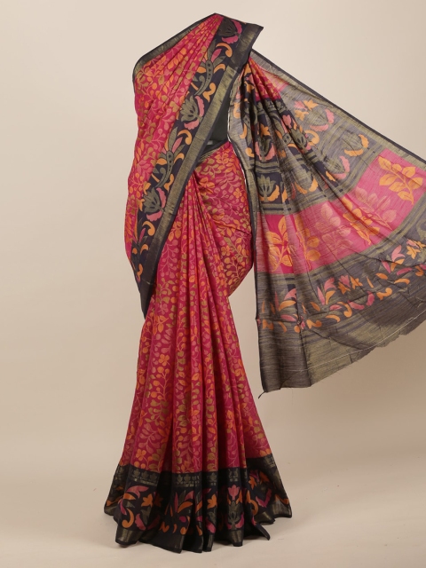 

Pothys Magenta Printed Jute Silk Saree
