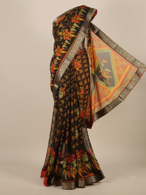 

Pothys Black Printed Poly Chiffon Saree