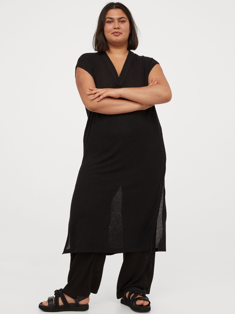

H&M Plus Women Black Solid Knitted Dress