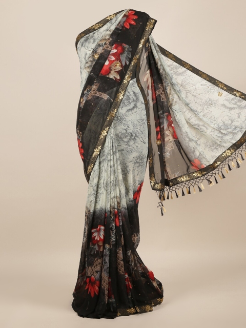 

Pothys Grey & Black Poly Chiffon Printed Saree
