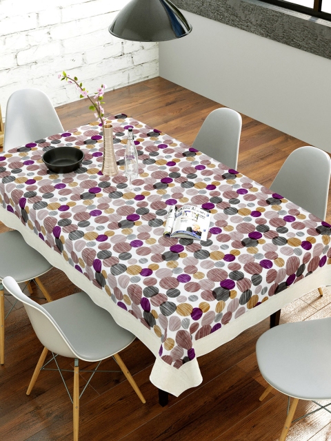 

Clasiko Beige & Purple Printed Anti Slip 6 Seater Table Cover