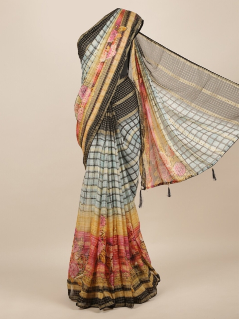Pothys Multicoloured Printed Poly Chiffon Saree, Multi