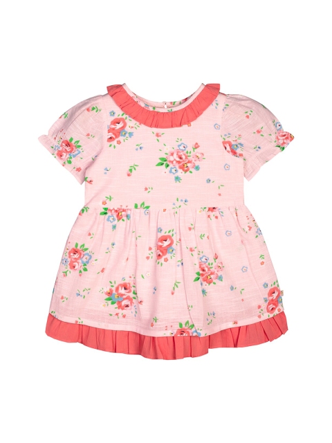 

Budding Bees Girls Pink Cotton Floral Print A-Line Dress