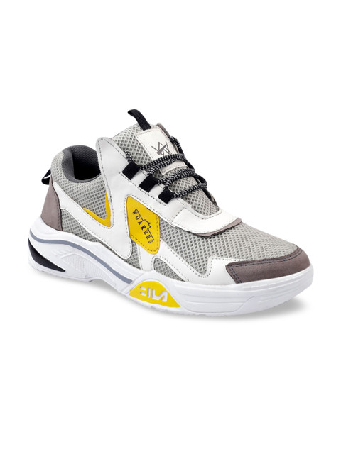 

Woakers Men Grey & White Colourblocked Sneakers
