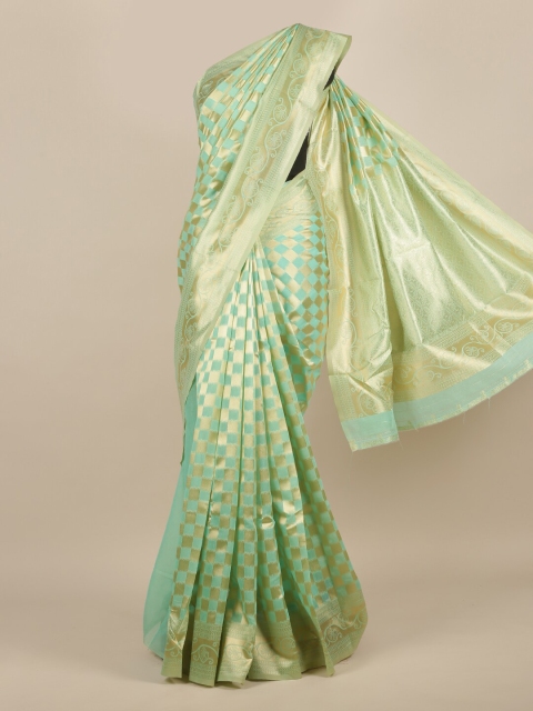

Pothys Sea Green Woven Design Jute Silk Saree