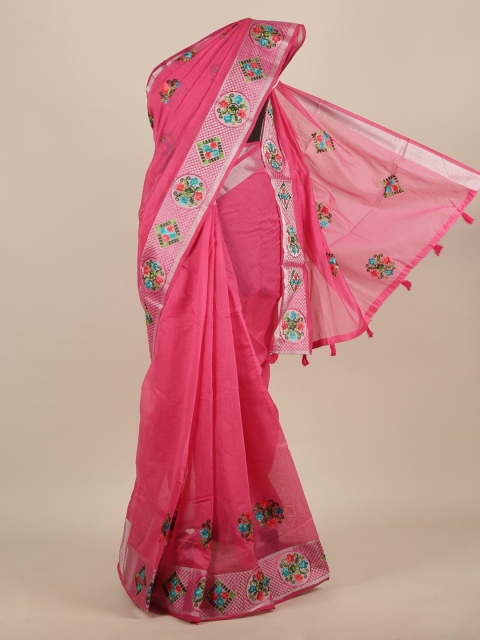 

Pothys Magenta Solid Jute Silk Saree