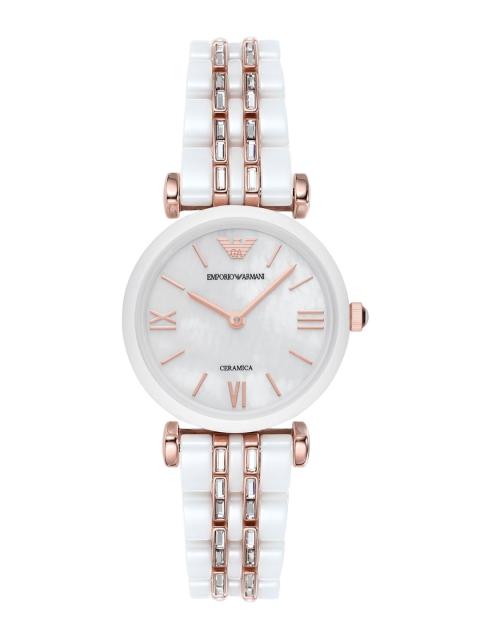 

Emporio Armani Women White Mother-Of-Pearl Dial & White Analogue Watch AR70004