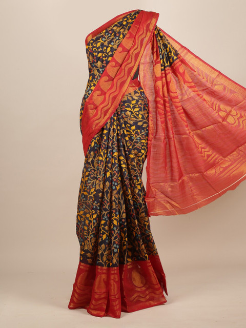 

Pothys Navy Blue Woven Design Jute Silk Saree