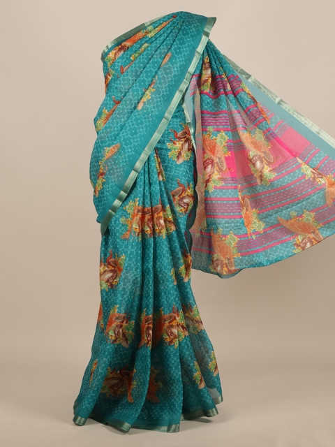 

Pothys Blue Woven Design Jute Silk Saree