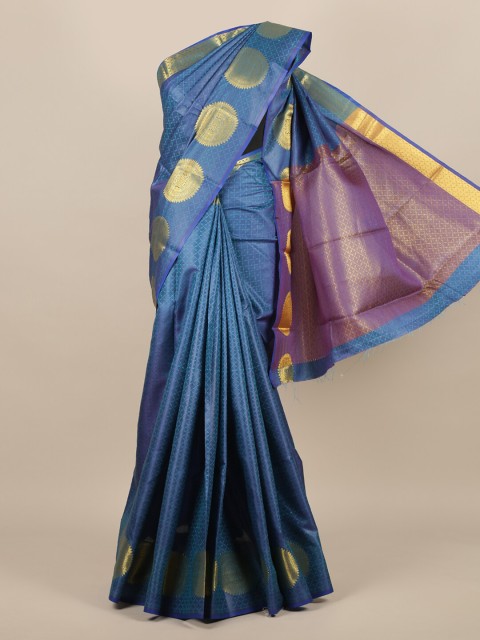 

Pothys Navy Blue & Golden Jute Silk Woven Design Saree