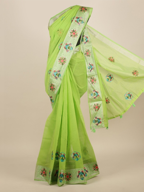 

Pothys Green Checked Saree