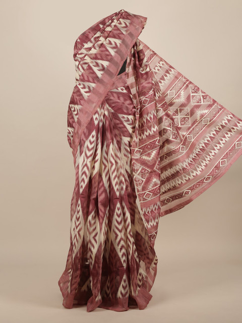 

Pothys Pink Printed Jute Silk Saree